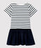 Robe en jersey et gaze de coton bio enfant fille blanc MARSHMALLOW/bleu SMOKING