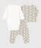 Ensemble 3 pièces bébé en coton imprimé fleuri blanc AVALANCHE/ MULTICO