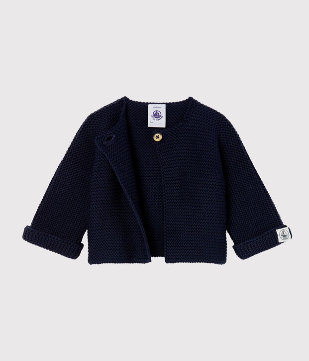 Cardigan b&eacute;b&eacute; en tricot 100% coton bleu