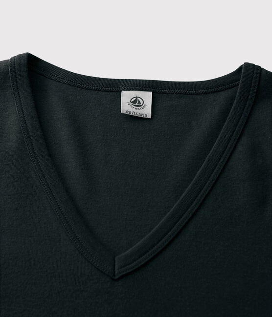 T-shirt col V iconique en coton Femme noir NOIR