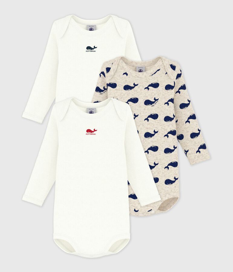 Lot de 3 bodies manches longues baleines b&eacute;b&eacute; en coton variante 1