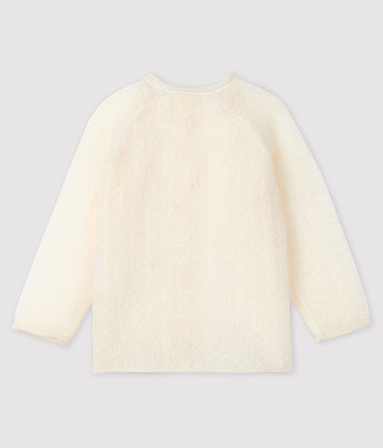 Cardigan b&eacute;b&eacute; fille en tricot blanc MARSHMALLOW
