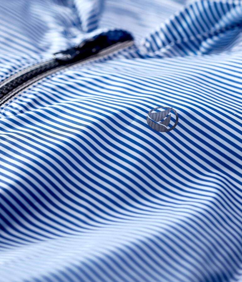 Coupe-vent en polyester recycl&eacute; enfant gar&ccedil;on bleu/blanc