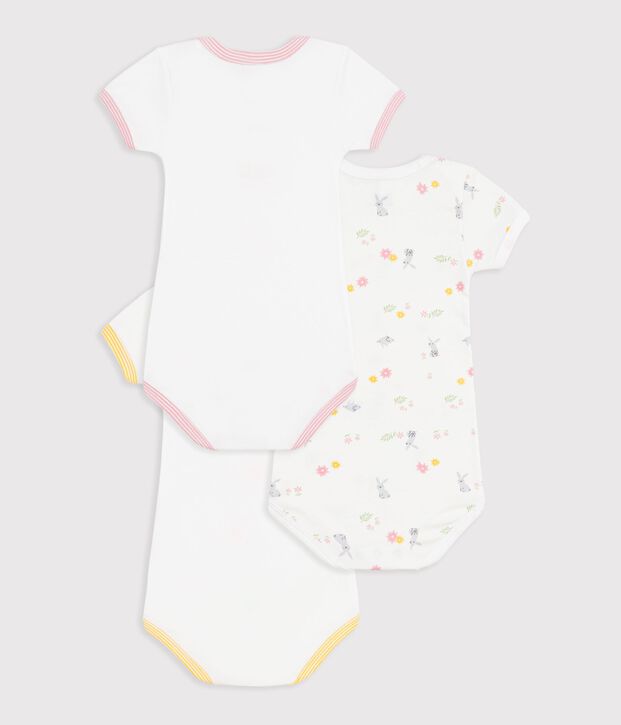 Lot de 3 bodies manches courtes en coton multicouleur