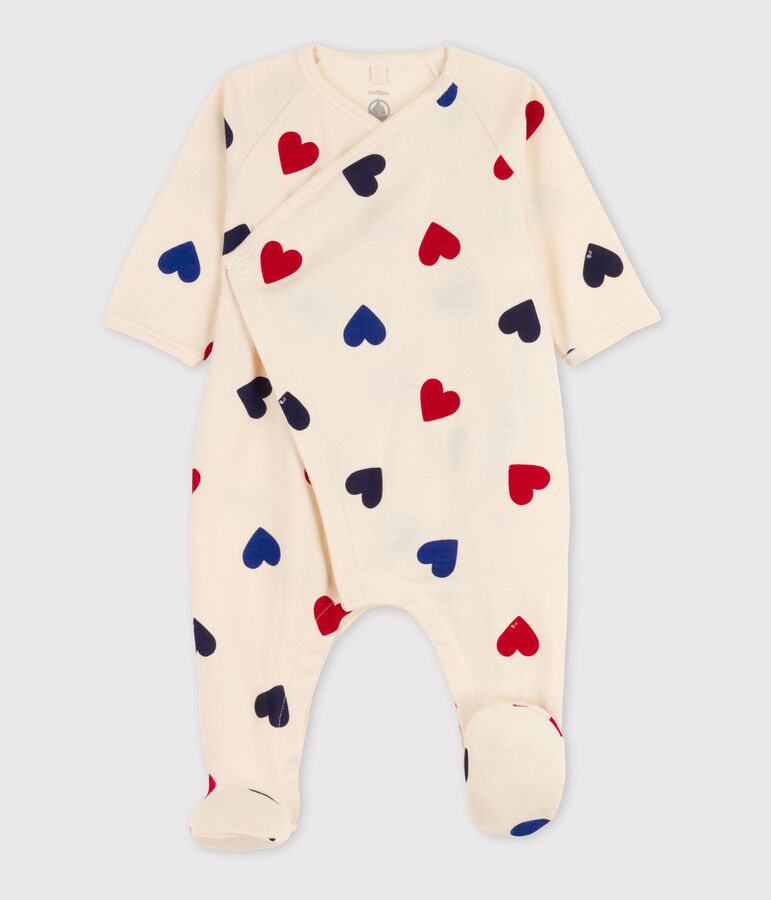 Pyjama b&eacute;b&eacute; c&oelig;urs en coton blanc AVALANCHE/ MULTICO