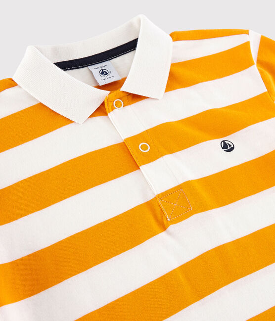 Polo manches courtes en jersey enfant garçon jaune TEHONI/blanc MARSHMALLOW