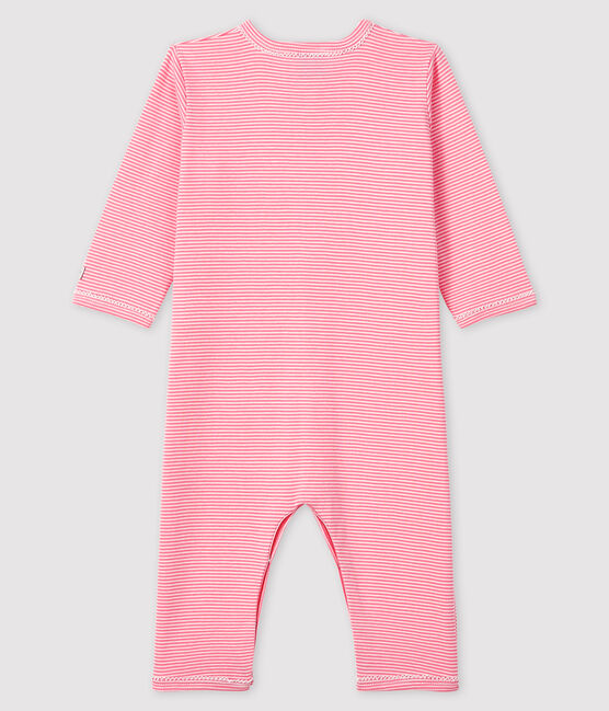 Dors-bien milleraies roses sans pieds bébé fille en côte rose GRETEL/blanc MARSHMALLOW
