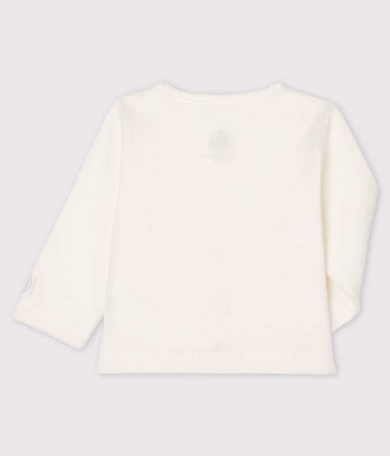 Cardigan b&eacute;b&eacute; en c&ocirc;te 2x2 blanc