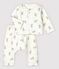 Ensemble 2 pièces blanc à lapins bébé en tubique en coton biologique blanc MARSHMALLOW/gris GRIS