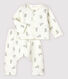 Ensemble 2 pièces blanc à lapins bébé en tubique en coton biologique