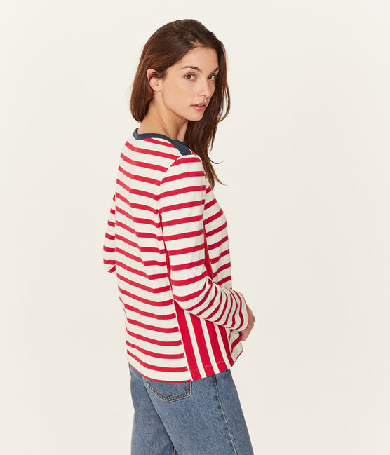 Marinière femme rouge TERKUIT/blanc MARSHMALLOW