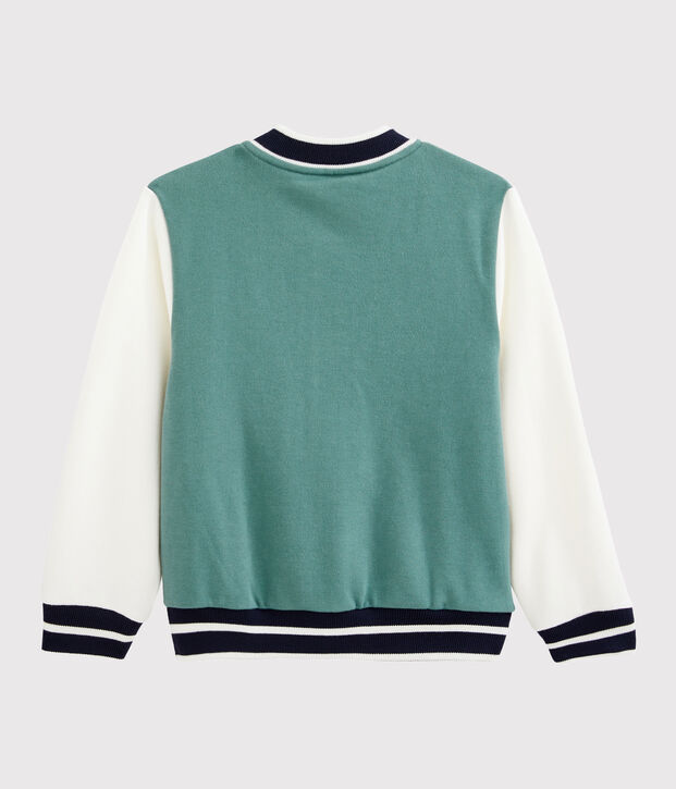 Blouson teddy enfant gar&ccedil;on vert/blanc