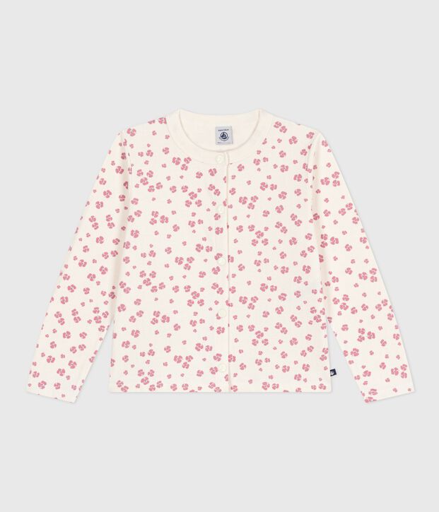 Cardigan enfant en coton imprim&eacute; &eacute;cru/multicouleur