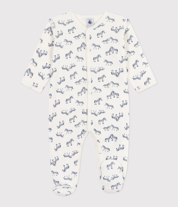 Pyjama b&eacute;b&eacute; en velours imprim&eacute; z&egrave;bre bleu/bleu