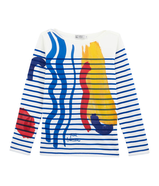 Marinière créative pour femme blanc MARSHMALLOW/bleu PERSE