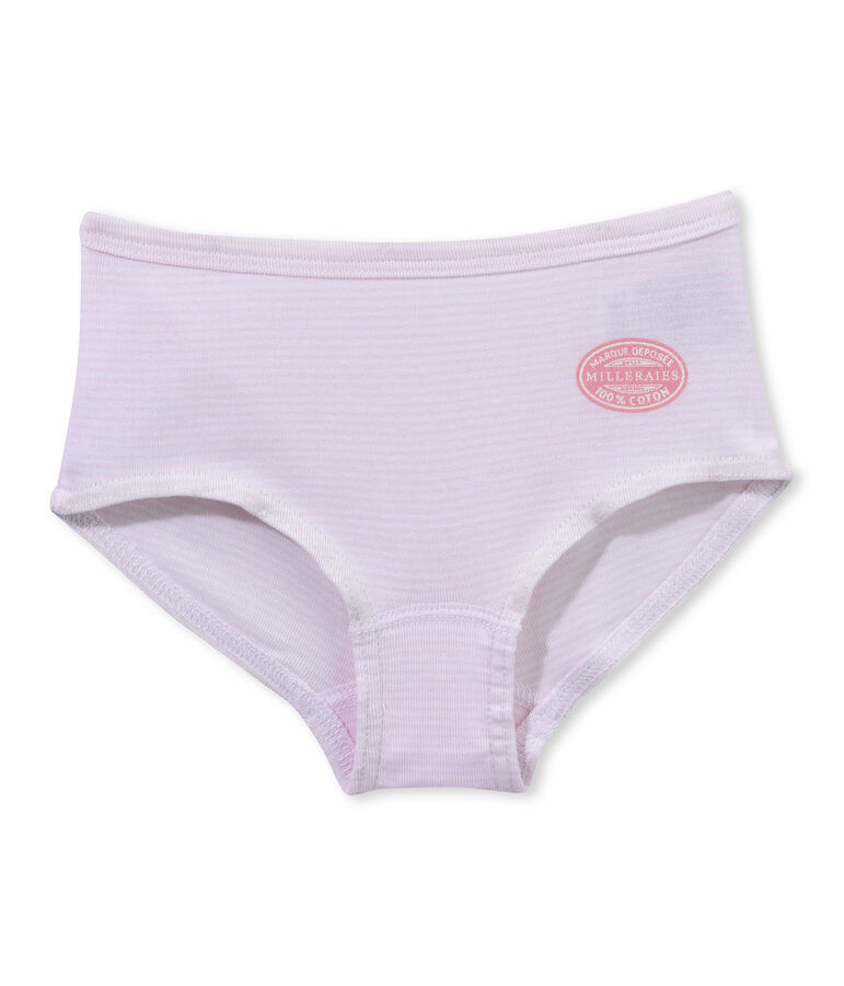 Boxer fille ray&eacute; milleraies rose/blanc