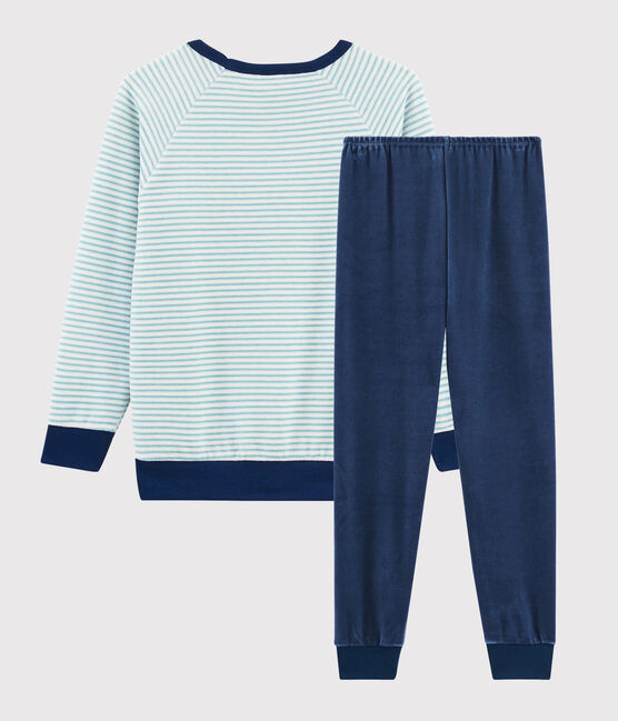 Pyjama motif yeti en velours petit garçon bleu MEDIEVAL/blanc MULTICO
