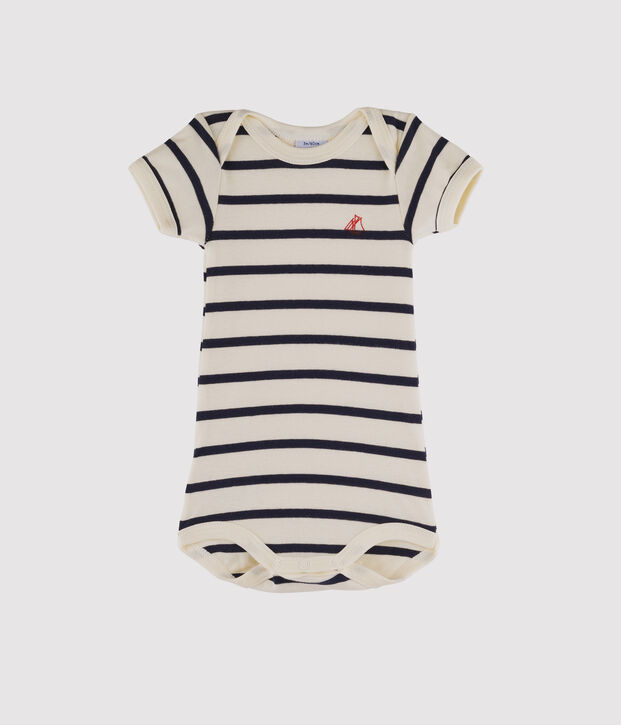 Body manches courtes b&eacute;b&eacute; fille - b&eacute;b&eacute; gar&ccedil;on blanc/bleu