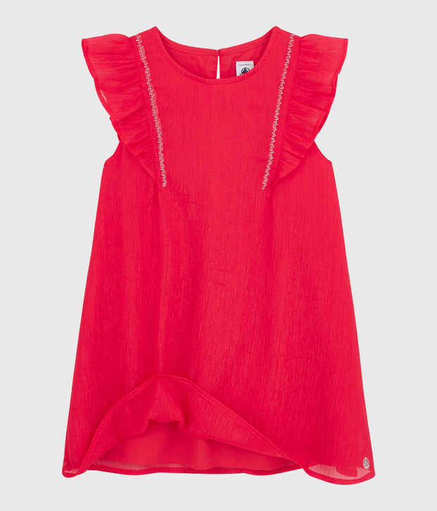 Robe c&eacute;r&eacute;monie en cr&ecirc;pe enfant fille rose