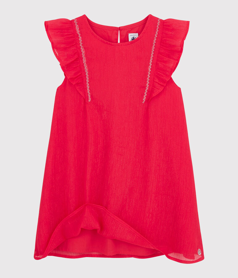 Robe c&eacute;r&eacute;monie en cr&ecirc;pe enfant fille rose GROSEILLER