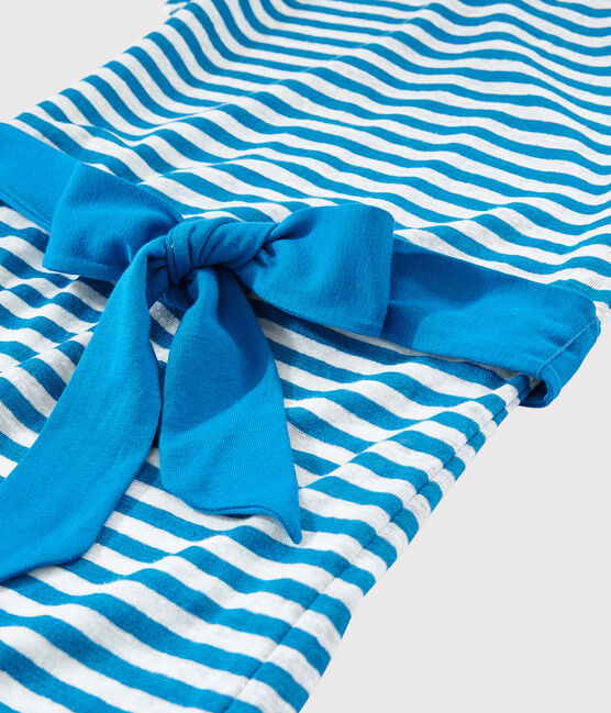 Robe en lin rayé Femme bleu MYKONOS/blanc MARSHMALLOW