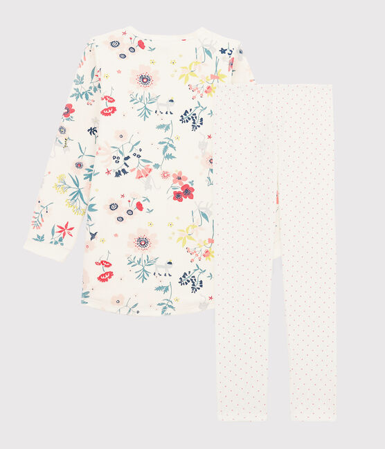Chemise de nuit à fleurs en velours petite fille avec legging blanc MARSHMALLOW/blanc MULTICO