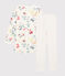 Chemise de nuit à fleurs en velours petite fille avec legging blanc MARSHMALLOW/blanc MULTICO