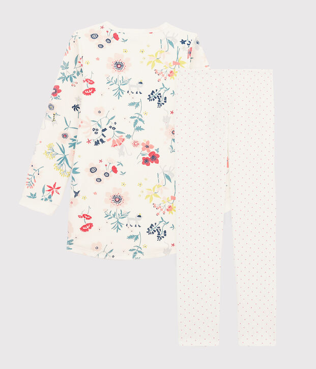 Chemise de nuit &agrave; fleurs en velours petite fille avec legging blanc/multicouleur
