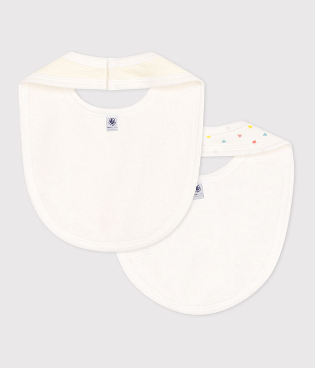 Lots de deux bavoirs b&eacute;b&eacute; en coton imprim&eacute; multicouleur
