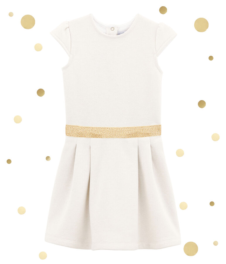 Robe en molleton blanc MARSHMALLOW/jaune DORE