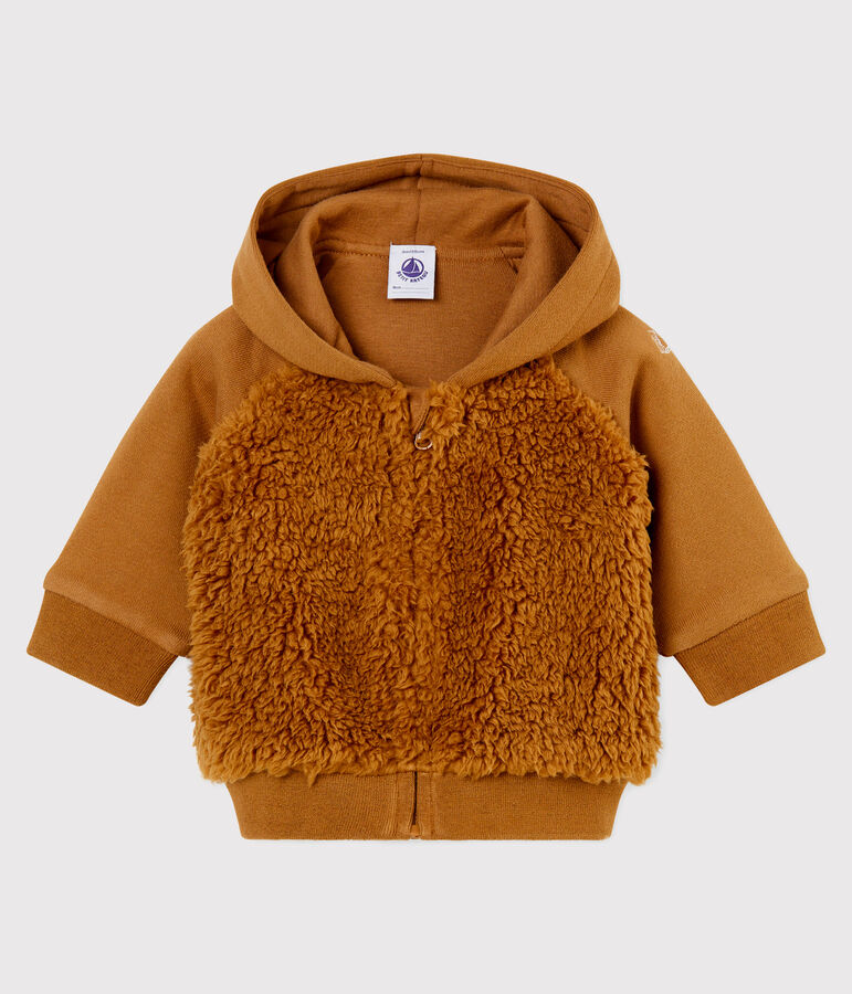Sweatshirt &agrave; capuche b&eacute;b&eacute; gar&ccedil;on en sherpa marron BRINDILLE