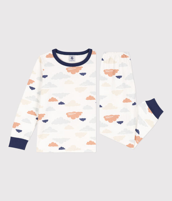 Pyjama nuages en molleton enfant blanc MARSHMALLOW/blanc MULTICO