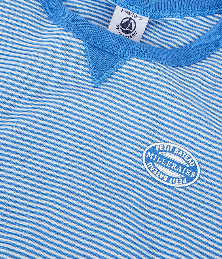 Pyjacourt &agrave; rayures petit gar&ccedil;on en coton bleu BRASIER/gris MARSHMALLOW