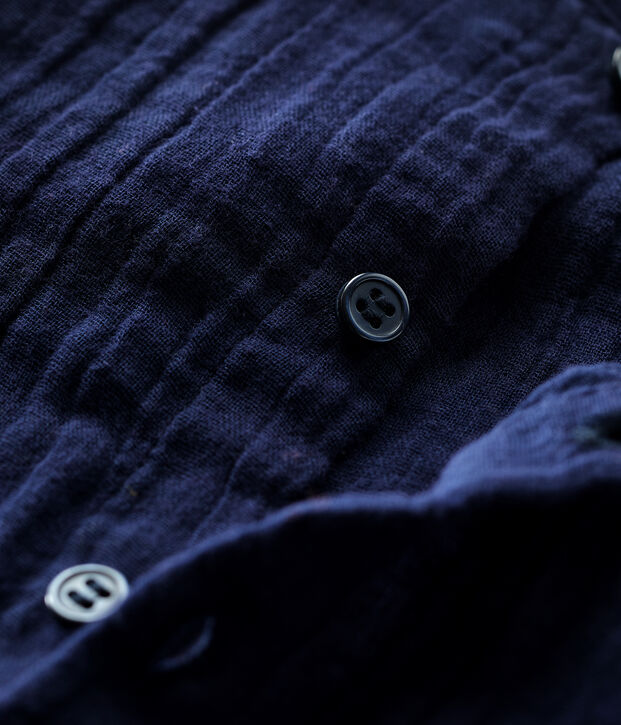 Chemise en gaze de coton bio b&eacute;b&eacute; bleu marine