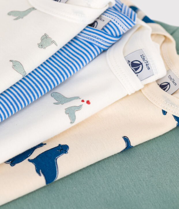 Lot de 5 bodies manches longues en coton imprim&eacute; b&eacute;b&eacute; multicouleur