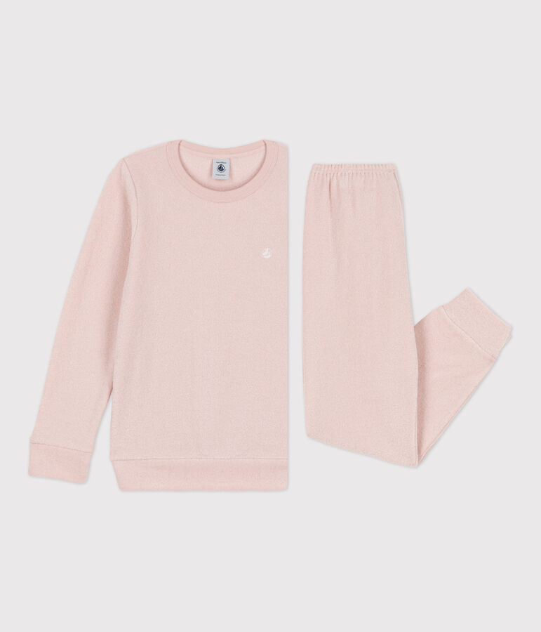 Pyjama en bouclette &eacute;ponge gratt&eacute;e enfant rose SALINE