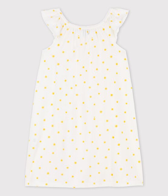 Chemise de nuit manches courtes soleils petite fille en coton blanc MARSHMALLOW/ ORGE