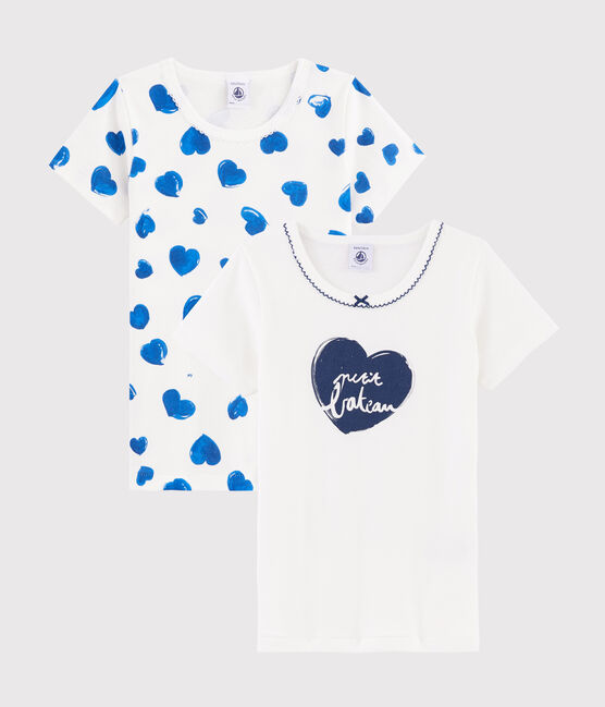 Lot de 2 tee-shirts manches courtes cœurs petite fille variante 1