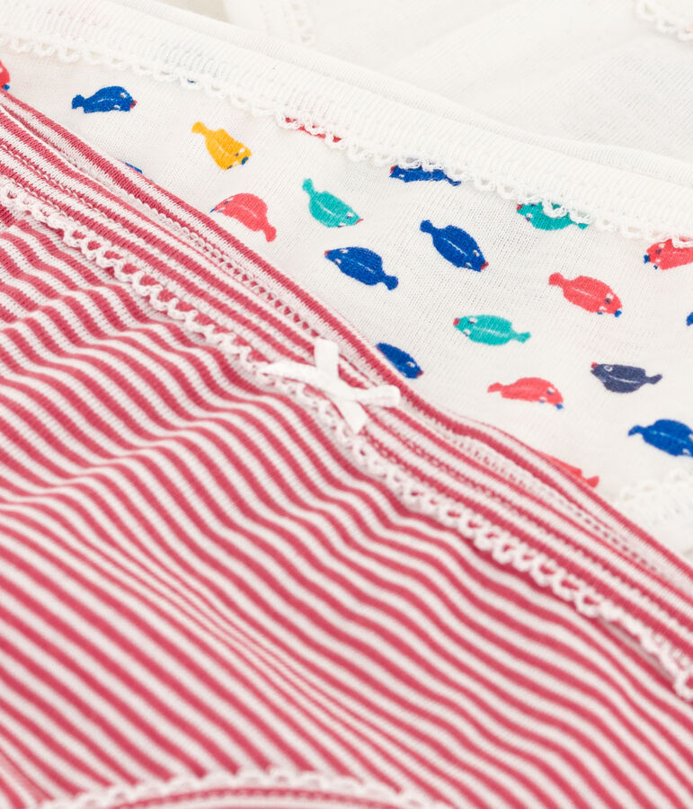 Lot de 3 culottes &agrave; bretelles animaux marins en coton petite fille multicouleur