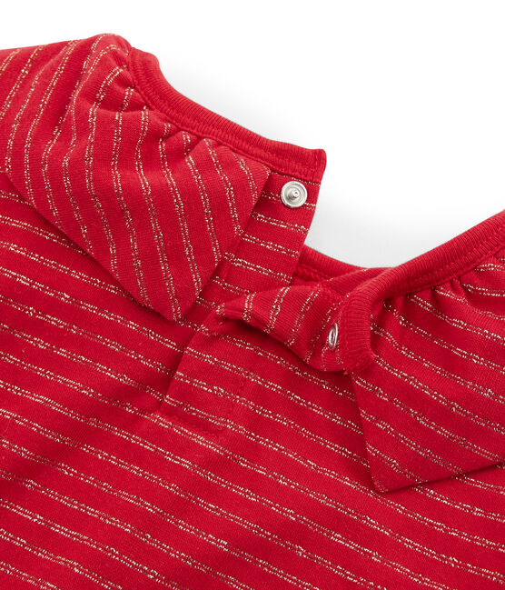 Tee-shirt manches longues enfant fille rouge TERKUIT/jaune OR