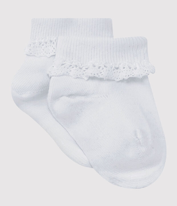 Chaussettes fille &agrave; dentelle blanc