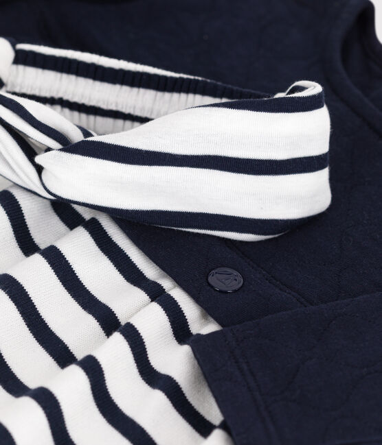 Ensemble robe manches longues en tubique et coton et bandeau en côte assorti bébé variante 1