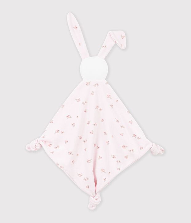 Doudou b&eacute;b&eacute; en coton imprim&eacute; &agrave; fleurs rose/multicouleur