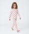 Pyjama fille imprim&eacute; c&oelig;urs en c&ocirc;te blanc/rouge