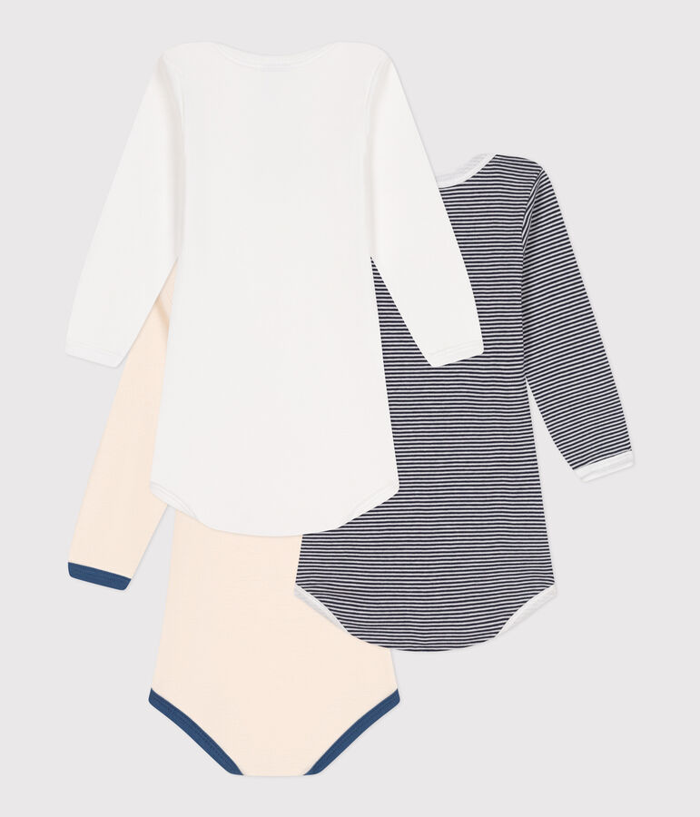 Lot de 3 bodies manches longues en coton b&eacute;b&eacute; multicouleur