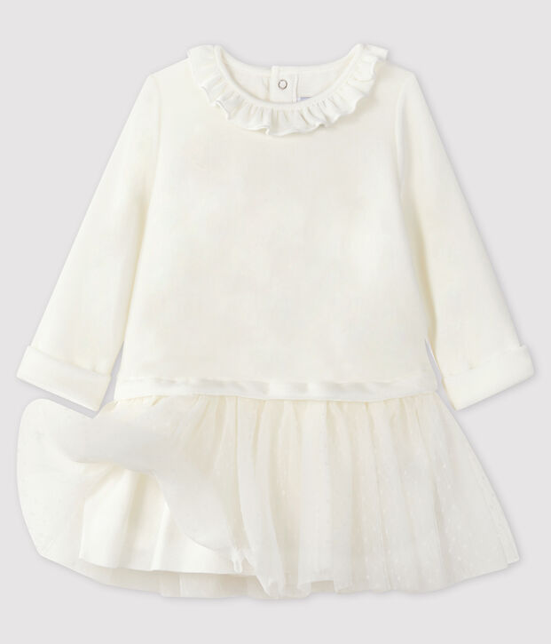 Robe manches longues b&eacute;b&eacute; fille blanc