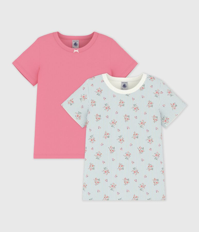 Lot de tee-shirts enfant en coton manches courtes imprim&eacute; fleuri variante 1