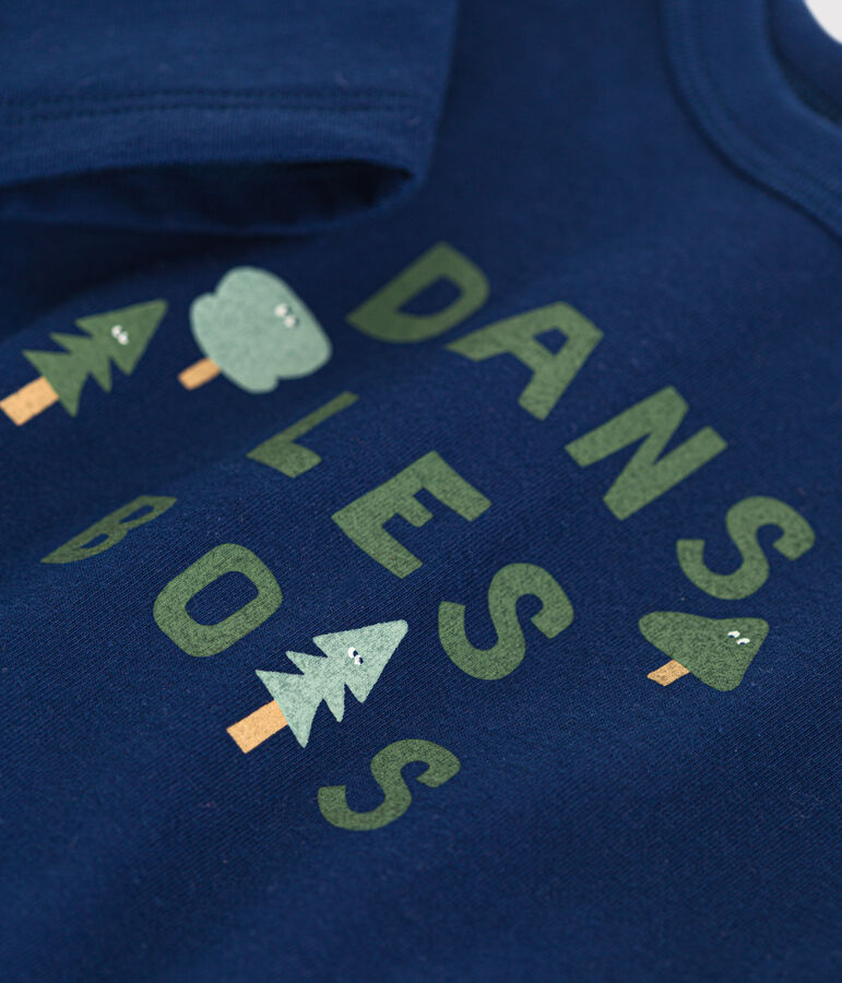 Tee-shirt manches longues en jersey fin b&eacute;b&eacute; bleu MEDIEVAL