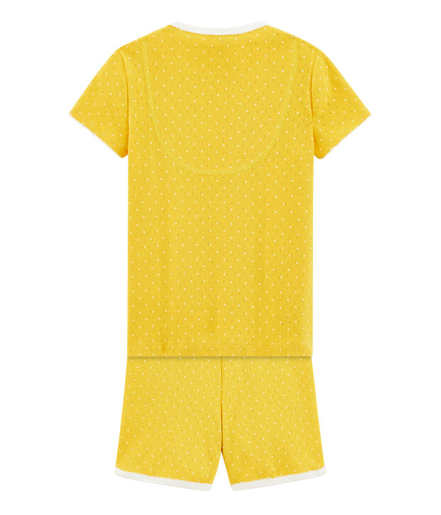 Pyjacourt petite fille en c&ocirc;te jaune/blanc