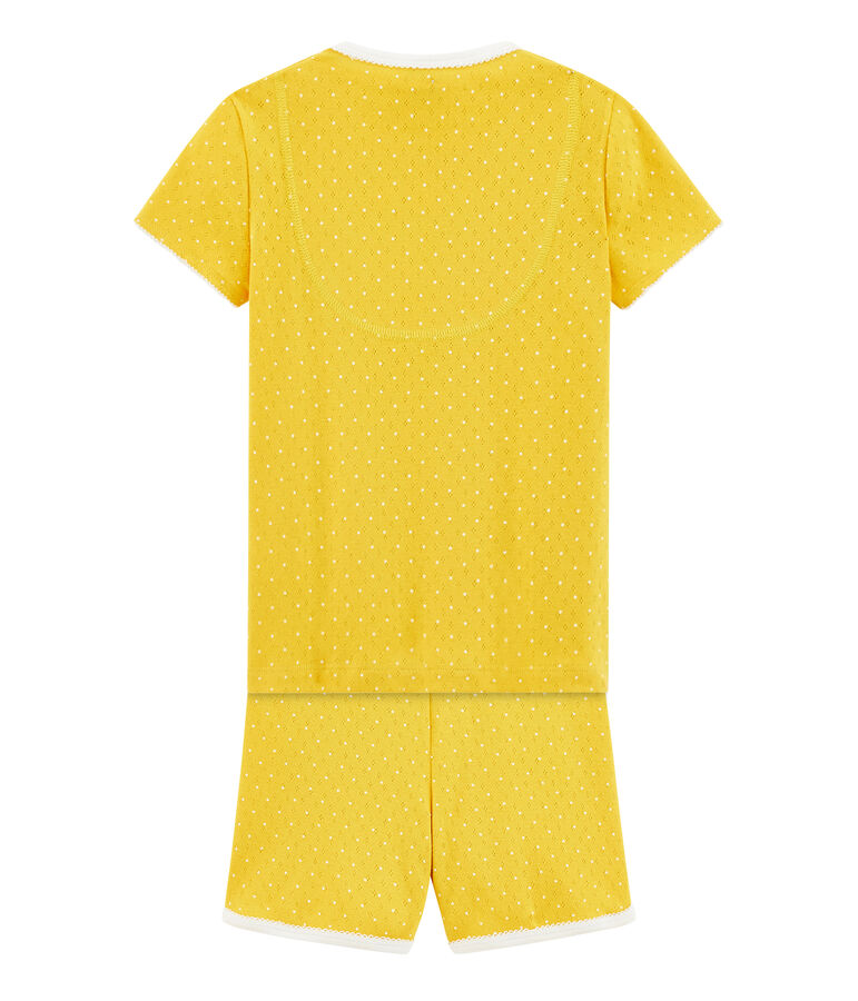 Pyjacourt petite fille en c&ocirc;te jaune HONEY/blanc MARSHMALLOW